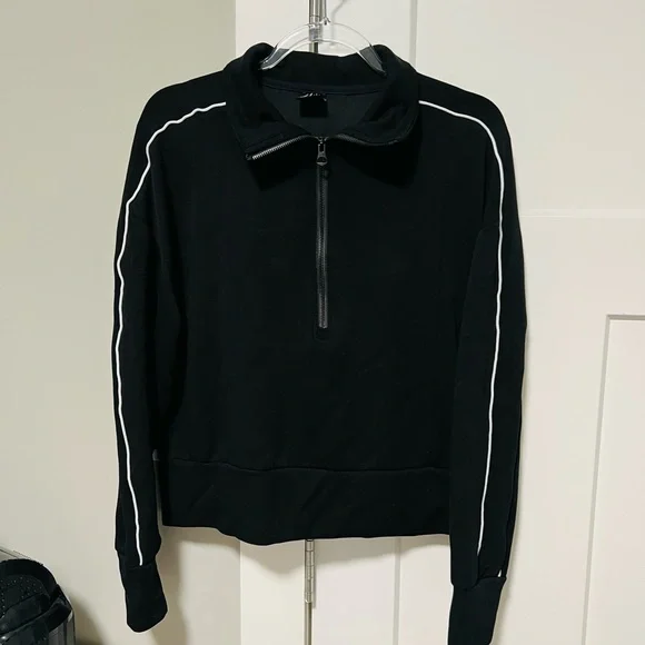 Danskin Black Half Zip Women’s Sweater with White Accents - Picture 1 of 3